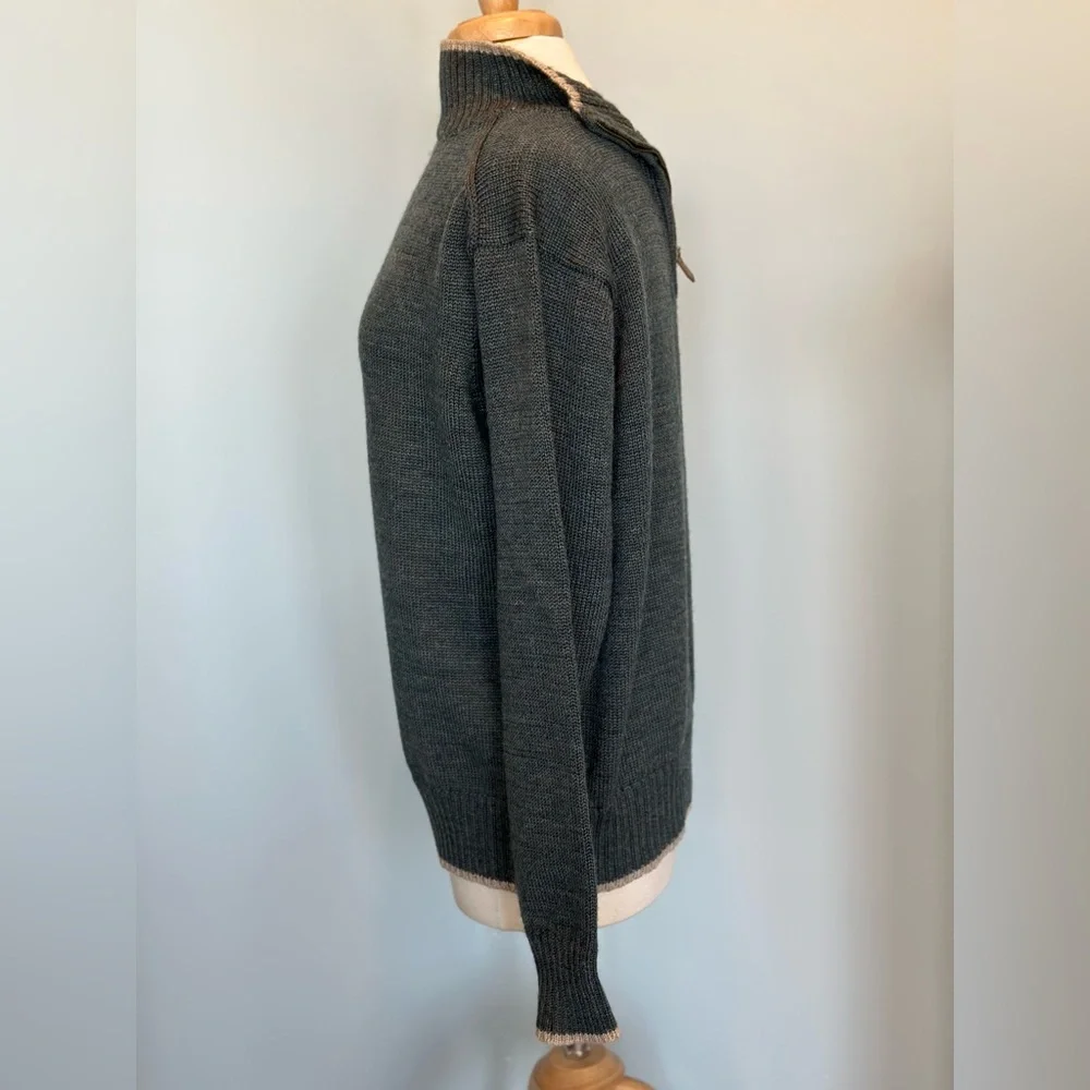 Woolovers 100% Pure British Wool 1/4 zip pullover long sleeve contrast sweater M